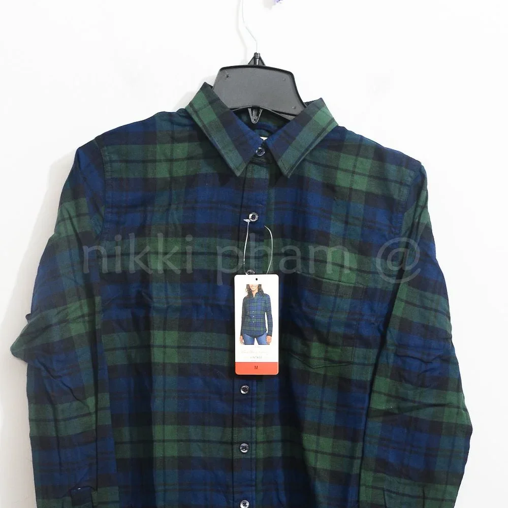 Weatherproof Vintage Women’s Flannel Shirt Long Sleeve  in Green - Picture 2 of 4
